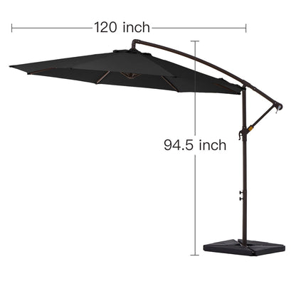 Parasol cantilever en acier de 3 mètres avec levier de manivelle et base lestée