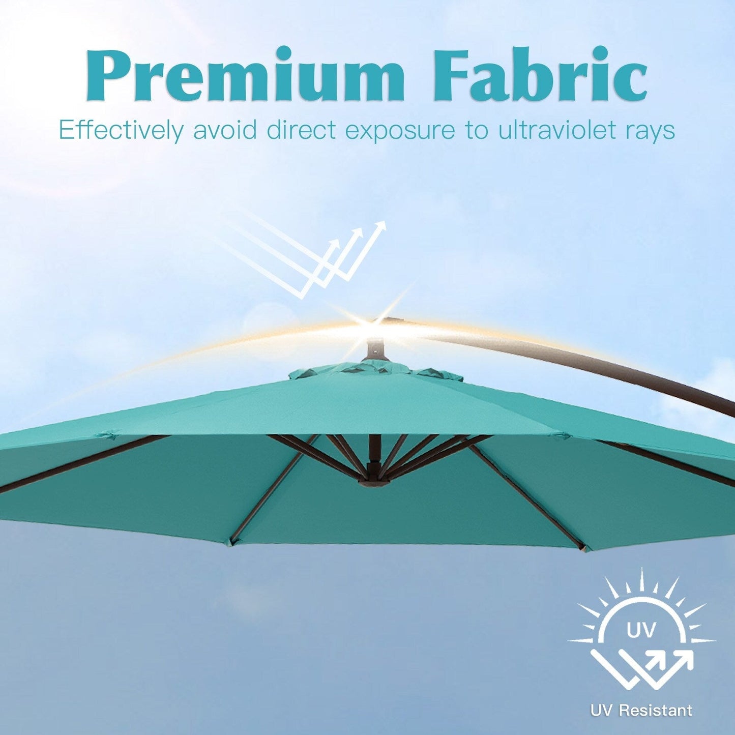 Parasol cantilever en acier de 3 mètres avec levier de manivelle et base lestée