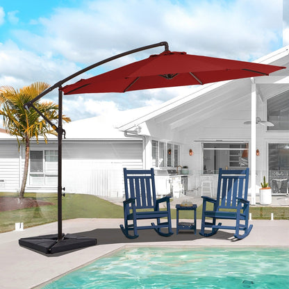 Parasol cantilever en acier de 3 mètres avec levier de manivelle et base lestée