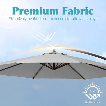 Parasol cantilever en acier de 3 mètres avec levier de manivelle et base lestée