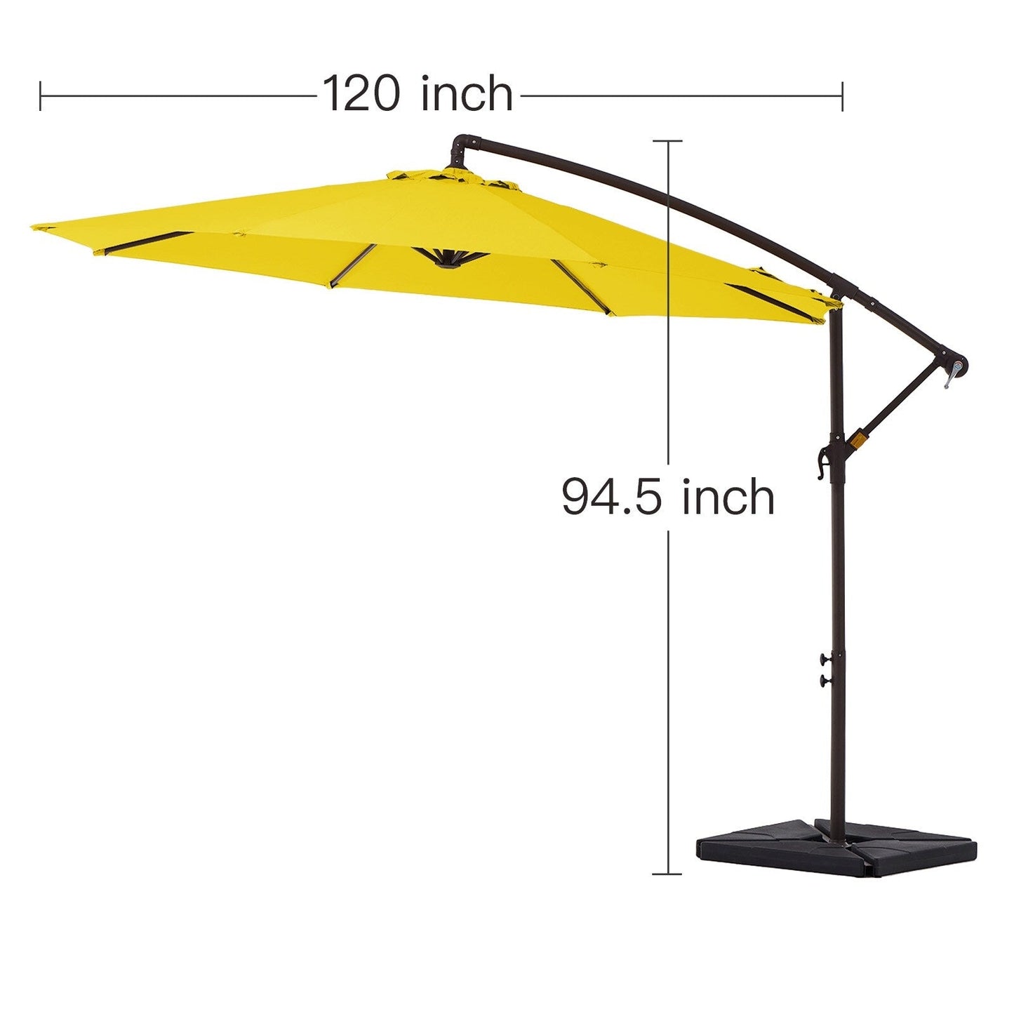 Parasol cantilever en acier de 3 mètres avec levier de manivelle et base lestée