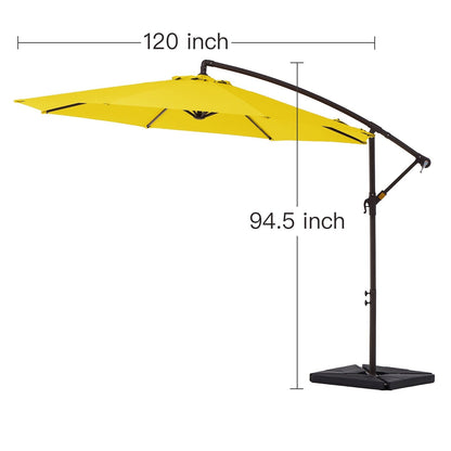 Parasol cantilever en acier de 3 mètres avec levier de manivelle et base lestée