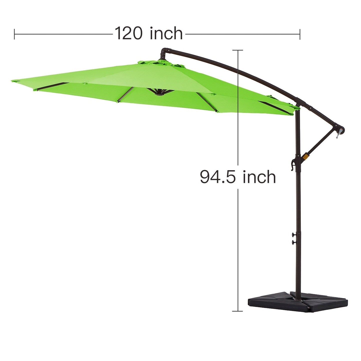 Parasol cantilever en acier de 3 mètres avec levier de manivelle et base lestée