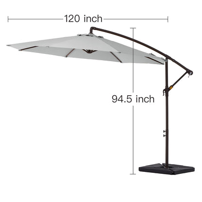 Parasol cantilever en acier de 3 mètres avec levier de manivelle et base lestée