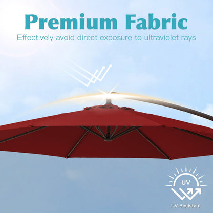 Parasol cantilever en acier de 3 mètres avec levier de manivelle et base lestée