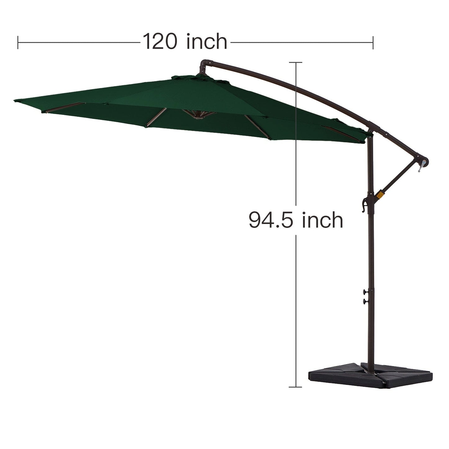 Parasol cantilever en acier de 3 mètres avec levier de manivelle et base lestée