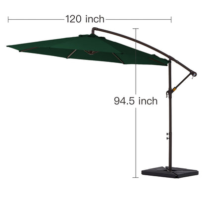 Parasol cantilever en acier de 3 mètres avec levier de manivelle et base lestée