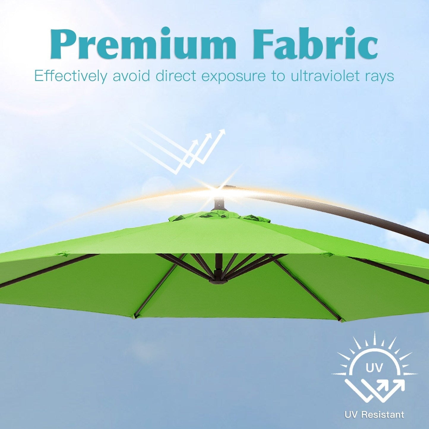 Parasol cantilever en acier de 3 mètres avec levier de manivelle et base lestée