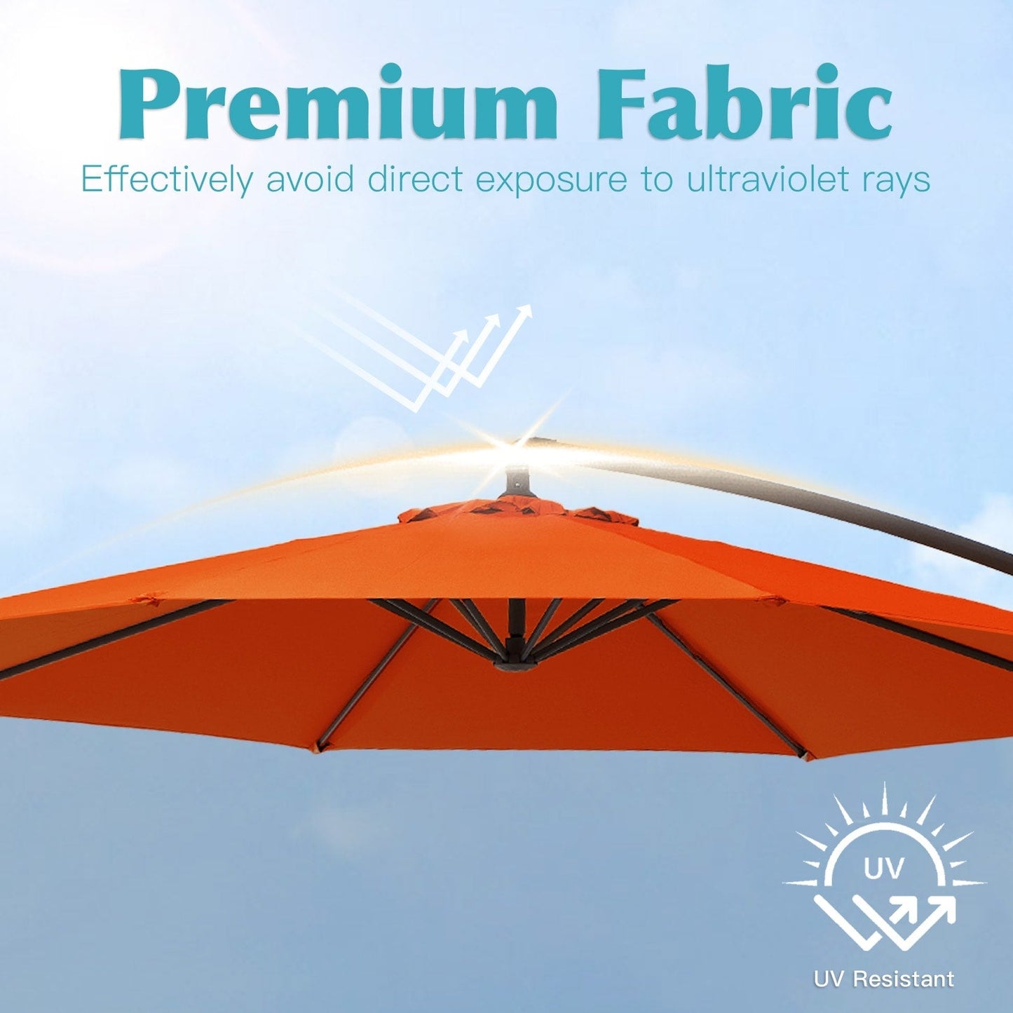 Parasol cantilever en acier de 3 mètres avec levier de manivelle et base lestée