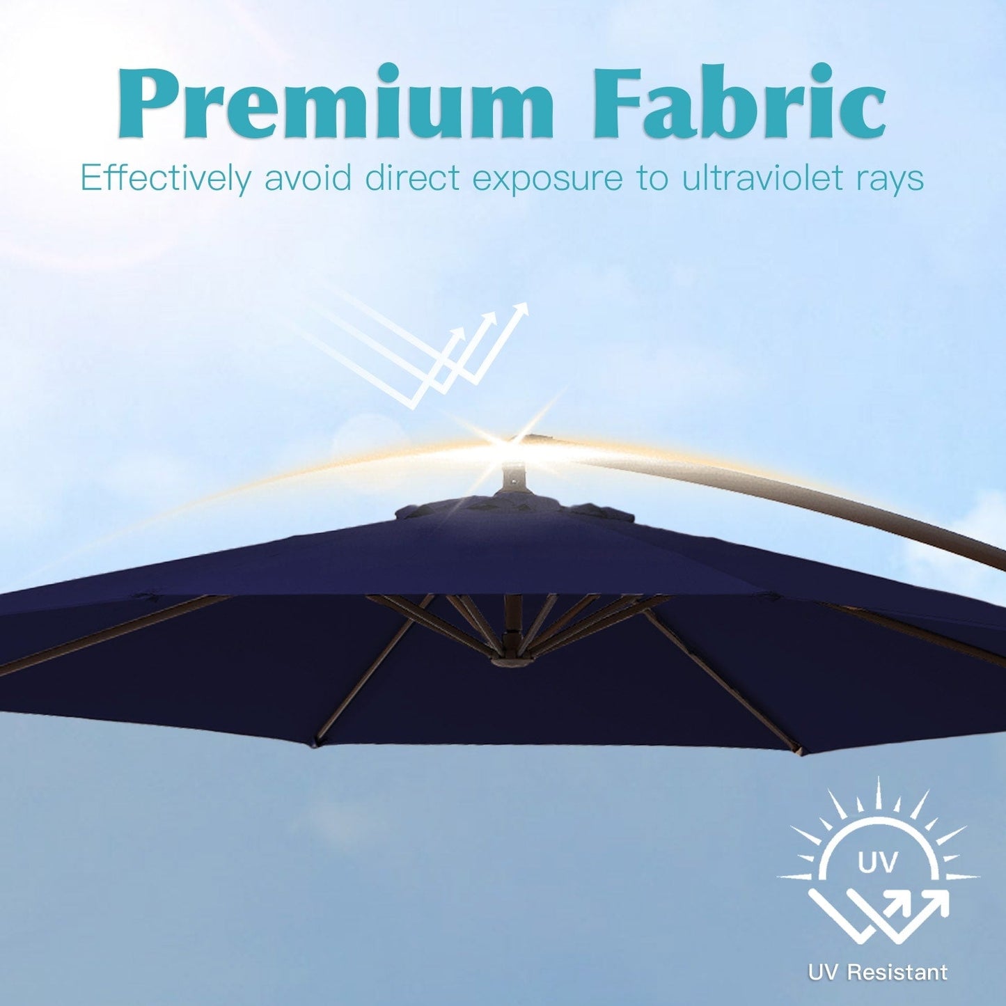 Parasol cantilever en acier de 3 mètres avec levier de manivelle et base lestée