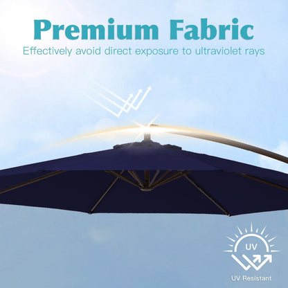 Parasol cantilever en acier de 3 mètres avec levier de manivelle et base lestée