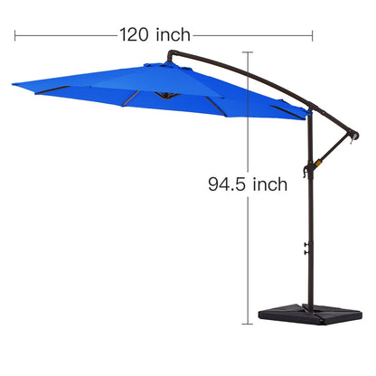 Parasol cantilever en acier de 3 mètres avec levier de manivelle et base lestée