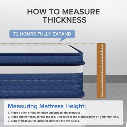 SweDrea Matelas hybride à ressorts de 25 cm (10 po) à effet de soulagement de la pression et rafraîchissant, moelleux, certifié CertiPUR-US, SGS et OEKO-TEX.