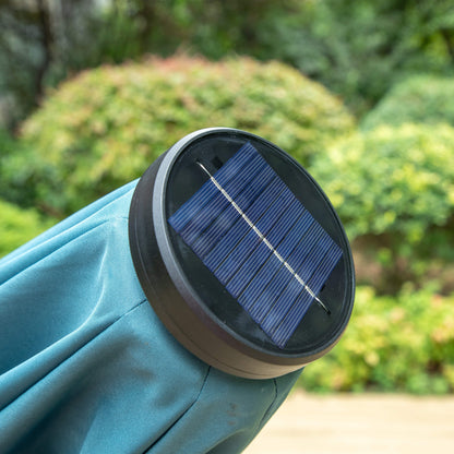 MAISON ARTS Parasol de terrasse extérieur à 3 niveaux, inclinable automatiquement, de 3 mètres, à double ventilation, avec lumières LED.