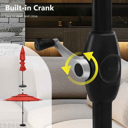 MAISON ARTS Parasol de terrasse extérieur à 3 niveaux, inclinable automatiquement, de 3 mètres, à double ventilation, avec lumières LED.