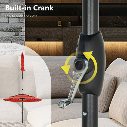 MAISON ARTS Parasol de terrasse extérieur à 3 niveaux, inclinable automatiquement, de 3 mètres, à double ventilation, avec lumières LED.