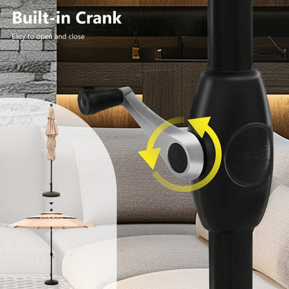 MAISON ARTS Parasol de terrasse extérieur à 3 niveaux, inclinable automatiquement, de 3 mètres, à double ventilation, avec lumières LED.