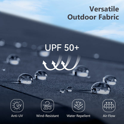 MAISON ARTS Parasol de terrasse extérieur à 3 niveaux, inclinable automatiquement, de 3 mètres, à double ventilation, avec lumières LED.