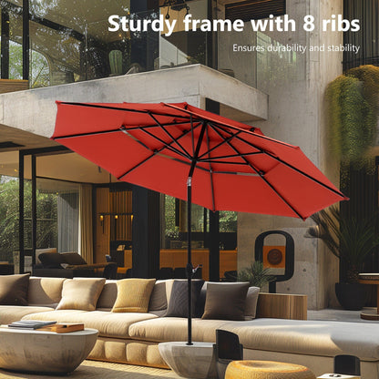 MAISON ARTS Parasol de terrasse extérieur à 3 niveaux, inclinable automatiquement, de 3 mètres, à double ventilation, avec lumières LED.