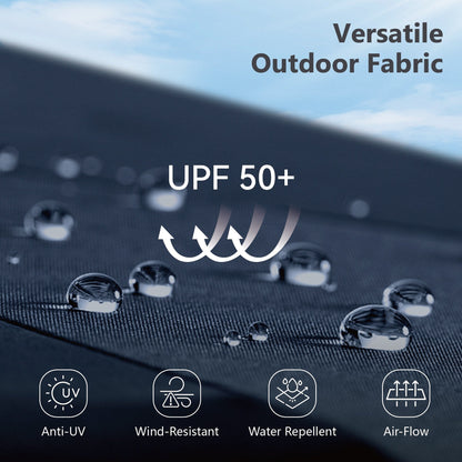 MAISON ARTS Parasol de terrasse extérieur à 3 niveaux, inclinable automatiquement, de 3 mètres, à double ventilation, avec lumières LED.