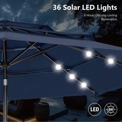 MAISON ARTS Parasol de terrasse extérieur à 3 niveaux, inclinable automatiquement, de 3 mètres, à double ventilation, avec lumières LED.