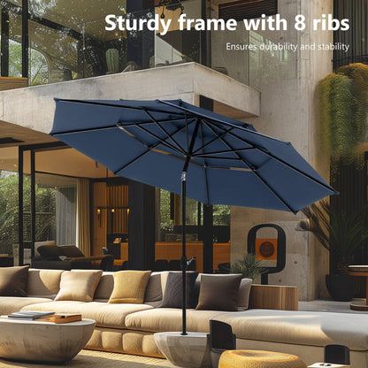 MAISON ARTS Parasol de terrasse extérieur à 3 niveaux, inclinable automatiquement, de 3 mètres, à double ventilation, avec lumières LED.