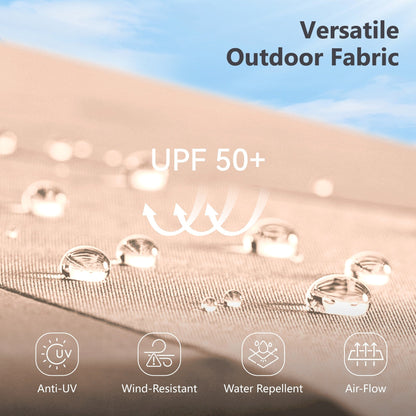 MAISON ARTS Parasol de terrasse extérieur à 3 niveaux, inclinable automatiquement, de 3 mètres, à double ventilation, avec lumières LED.