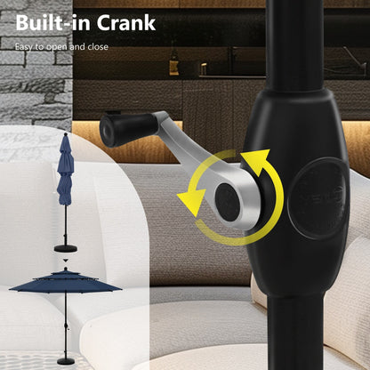 MAISON ARTS Parasol de terrasse extérieur à 3 niveaux, inclinable automatiquement, de 3 mètres, à double ventilation, avec lumières LED.