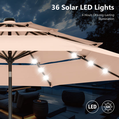 MAISON ARTS Parasol de terrasse extérieur à 3 niveaux, inclinable automatiquement, de 3 mètres, à double ventilation, avec lumières LED.