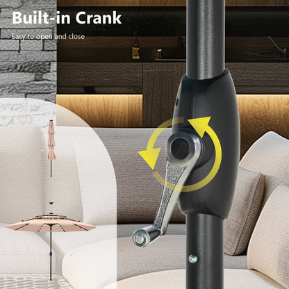 MAISON ARTS Parasol de terrasse extérieur à 3 niveaux, inclinable automatiquement, de 3 mètres, à double ventilation, avec lumières LED.