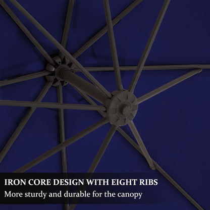 10ft Steel Crank Lift Hanging Offset Cantilever Umbrella