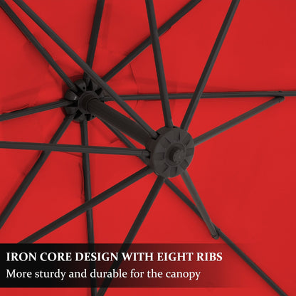 10ft Steel Crank Lift Hanging Offset Cantilever Umbrella