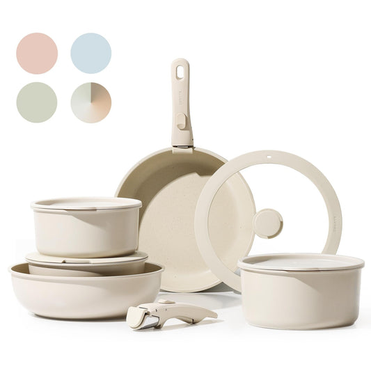 Ensemble de 11 casseroles et poêles, ensemble de cuisine antiadhésif avec manche amovible, ensemble de cuisine à induction antiadhésif avec manche amovible