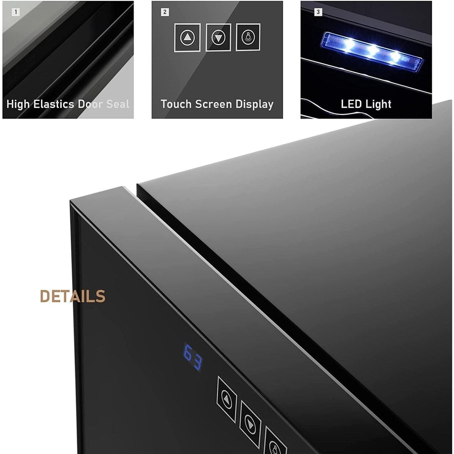 Réfrigérateur à vin 12 bouteilles, mini cave à vin (54-66°F), cave à vin de comptoir avec contrôle numérique de la température