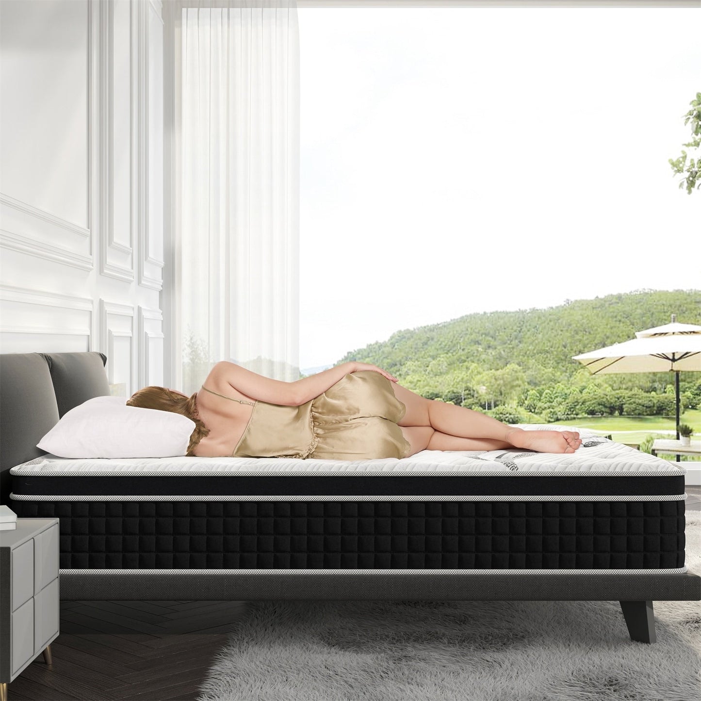 Matelas hybride en mousse à mémoire de forme avec gel, 30 cm d'épaisseur, livré dans une boîte