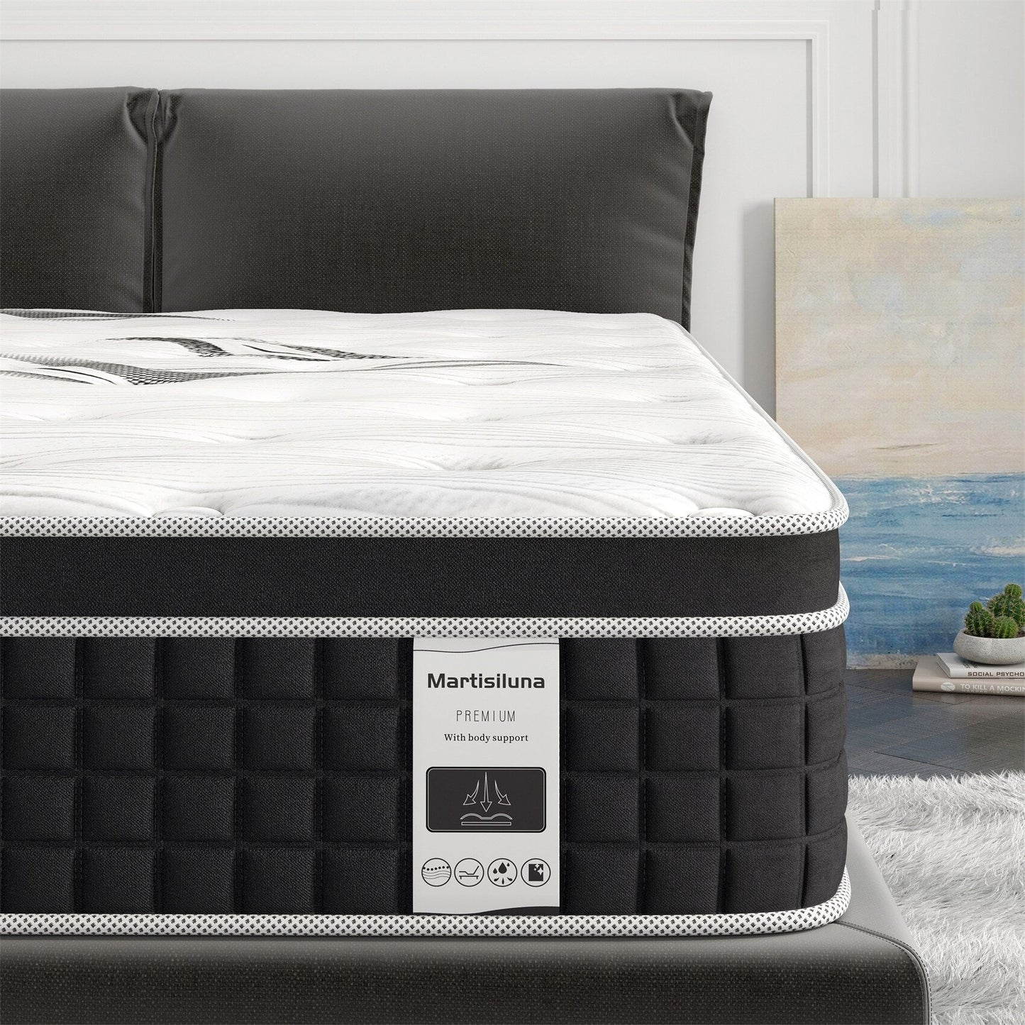 Matelas hybride en mousse à mémoire de forme avec gel, 30 cm d'épaisseur, livré dans une boîte