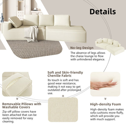 125 Chaise longue élégante, canapé-lit moderne pour intérieur, avec des lignes épurées pour le salon, beige.