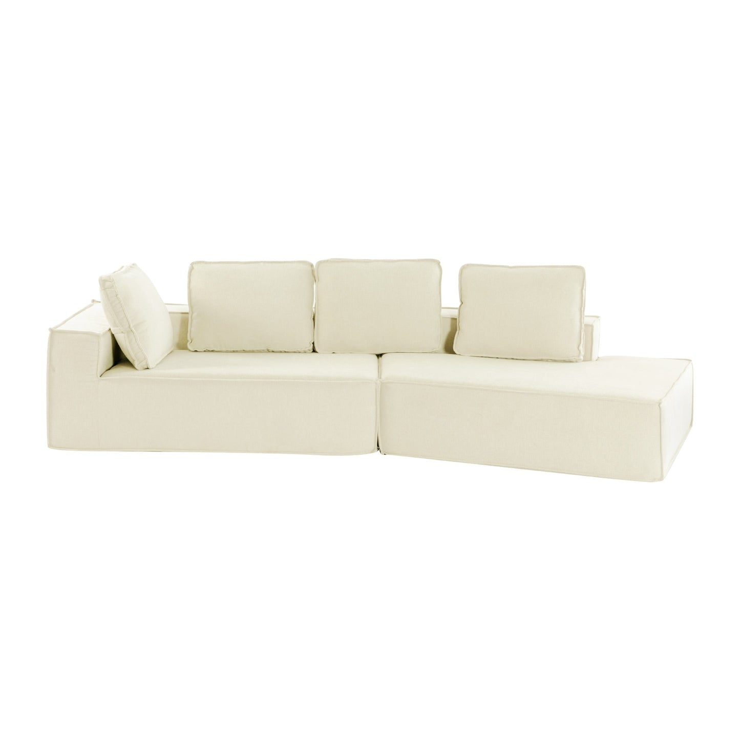 125 Chaise longue élégante, canapé-lit moderne pour intérieur, avec des lignes épurées pour le salon, beige.