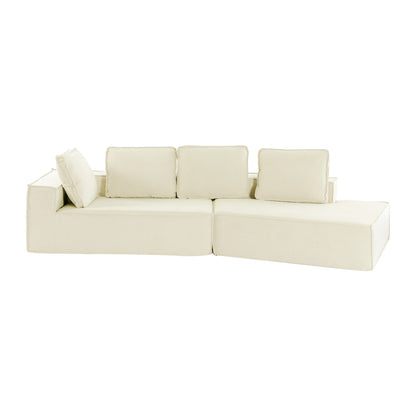 125 Chaise longue élégante, canapé-lit moderne pour intérieur, avec des lignes épurées pour le salon, beige.