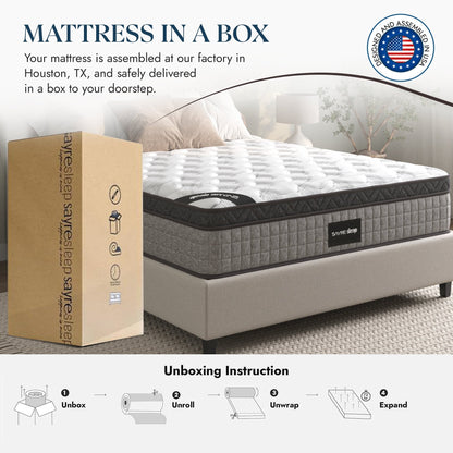 Assemblé aux États-Unis - Matelas hybride 12 Diamond avec ressorts ensachés et mousse à mémoire de forme au gel rafraîchissant