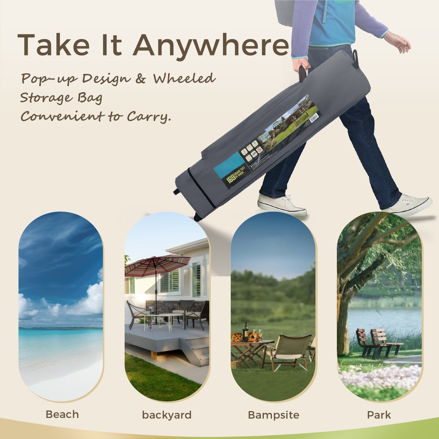 Caravane de jardin gonflable renforcée de 3,96 m x 3,96 m (13' x 13'), avec élégant rideau d'angle - 13x13ft