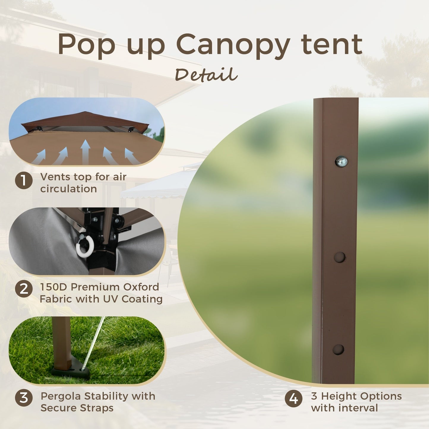 Caravane de jardin gonflable renforcée de 3,96 m x 3,96 m (13' x 13'), avec élégant rideau d'angle - 13x13ft