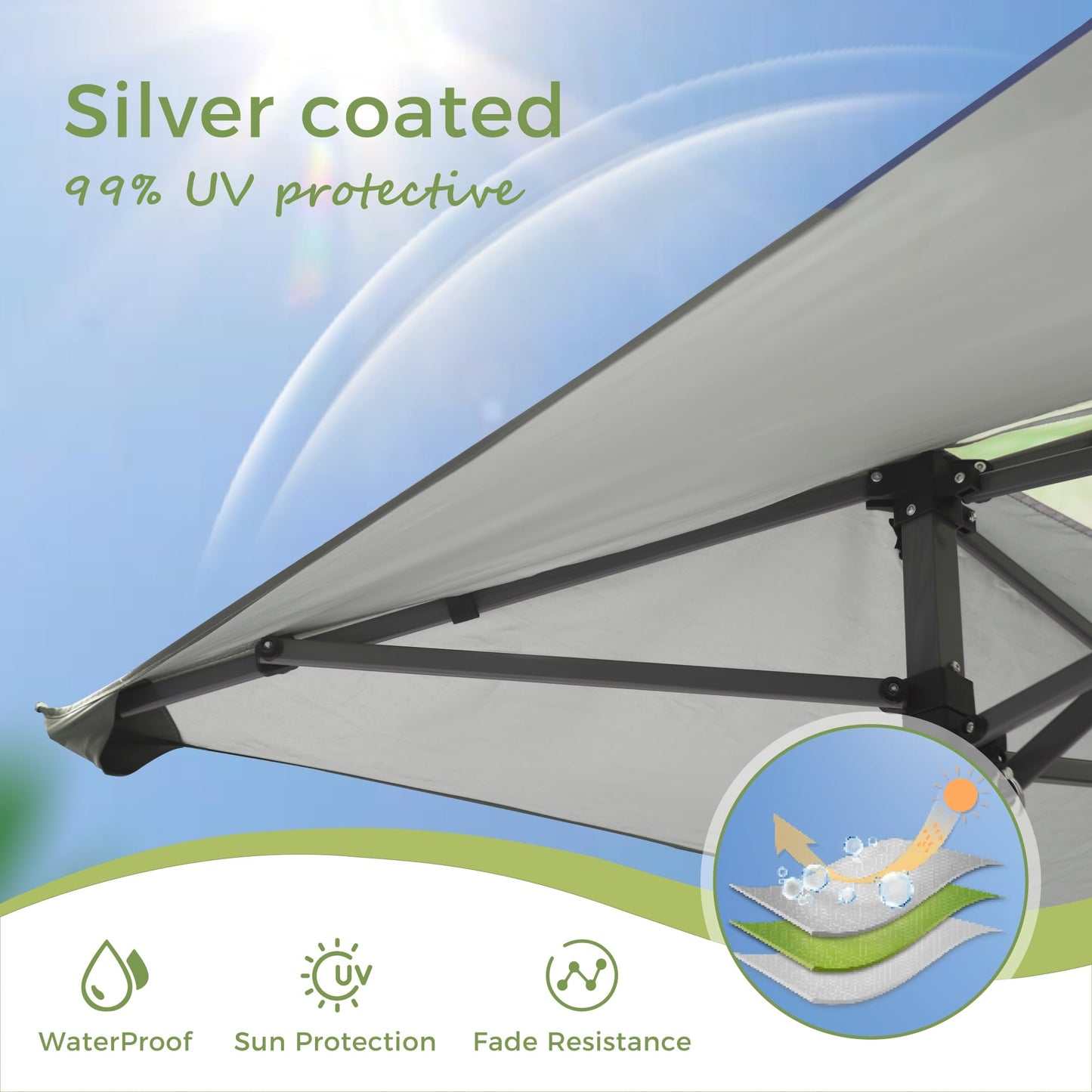 Caravane de jardin gonflable renforcée de 3,96 m x 3,96 m (13' x 13'), avec élégant rideau d'angle - 13x13ft