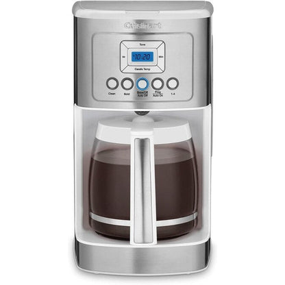 Cafetière Perfectemp 14 tasses avec carafe en verre, programmable, contrôle de la force du café, réglage 1-4 tasses, blanche