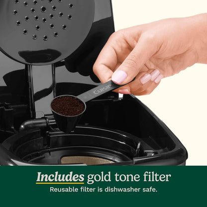 Cafetière programmable 14 tasses, carafe en verre, contrôle de la force du café, réglage 1-4 tasses, acier inoxydable noir