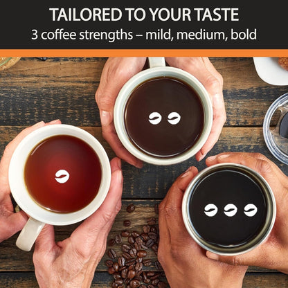 Cafetière programmable 14 tasses, carafe en acier inoxydable, 3 intensités de café, minuterie 24h, maintien au chaud 4h