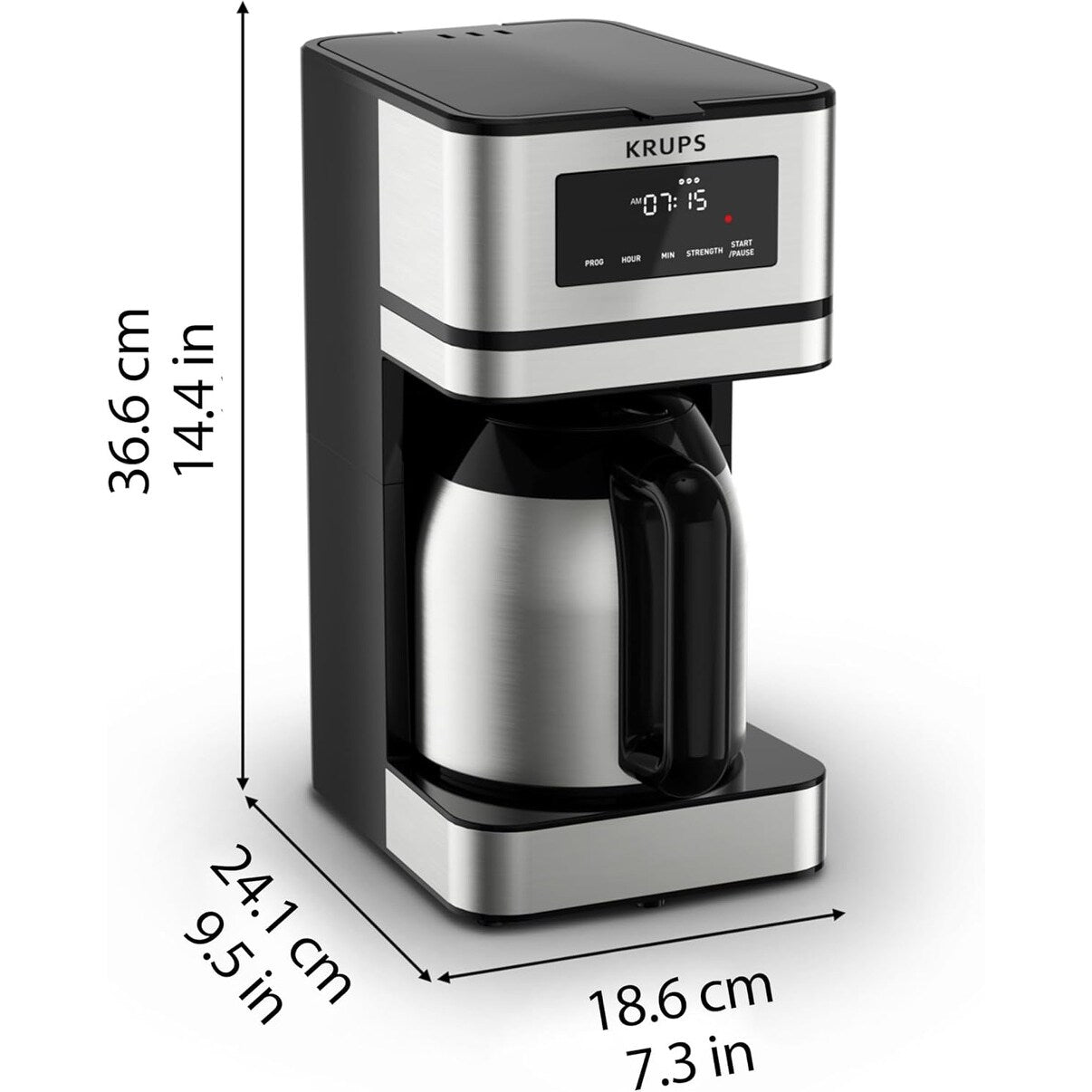 Cafetière programmable 14 tasses, carafe en acier inoxydable, 3 intensités de café, minuterie 24h, maintien au chaud 4h