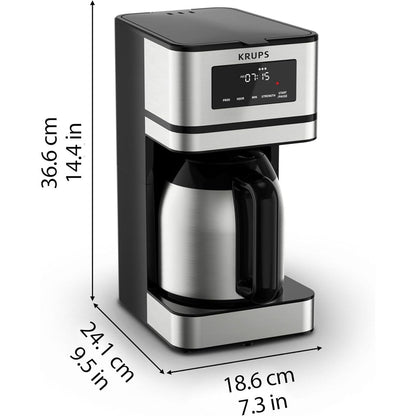 Cafetière programmable 14 tasses, carafe en acier inoxydable, 3 intensités de café, minuterie 24h, maintien au chaud 4h