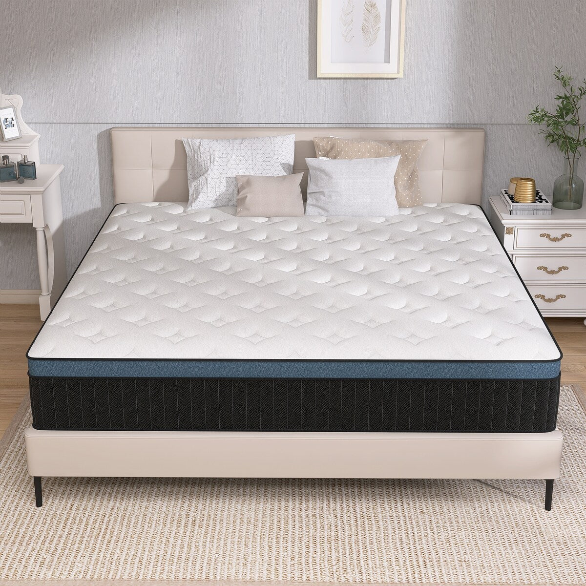 Matelas hybride en mousse à gel de 35 cm (14 pouces) livré dans une boîte pour un soutien et un soulagement de la pression.
