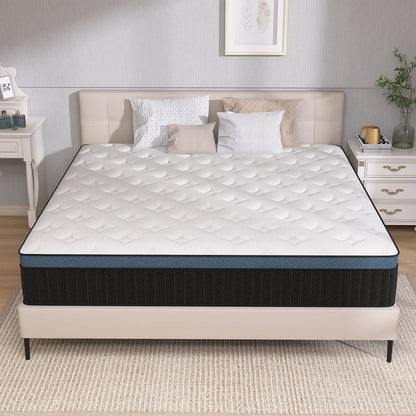Matelas hybride en mousse à gel de 35 cm (14 pouces) livré dans une boîte pour un soutien et un soulagement de la pression.
